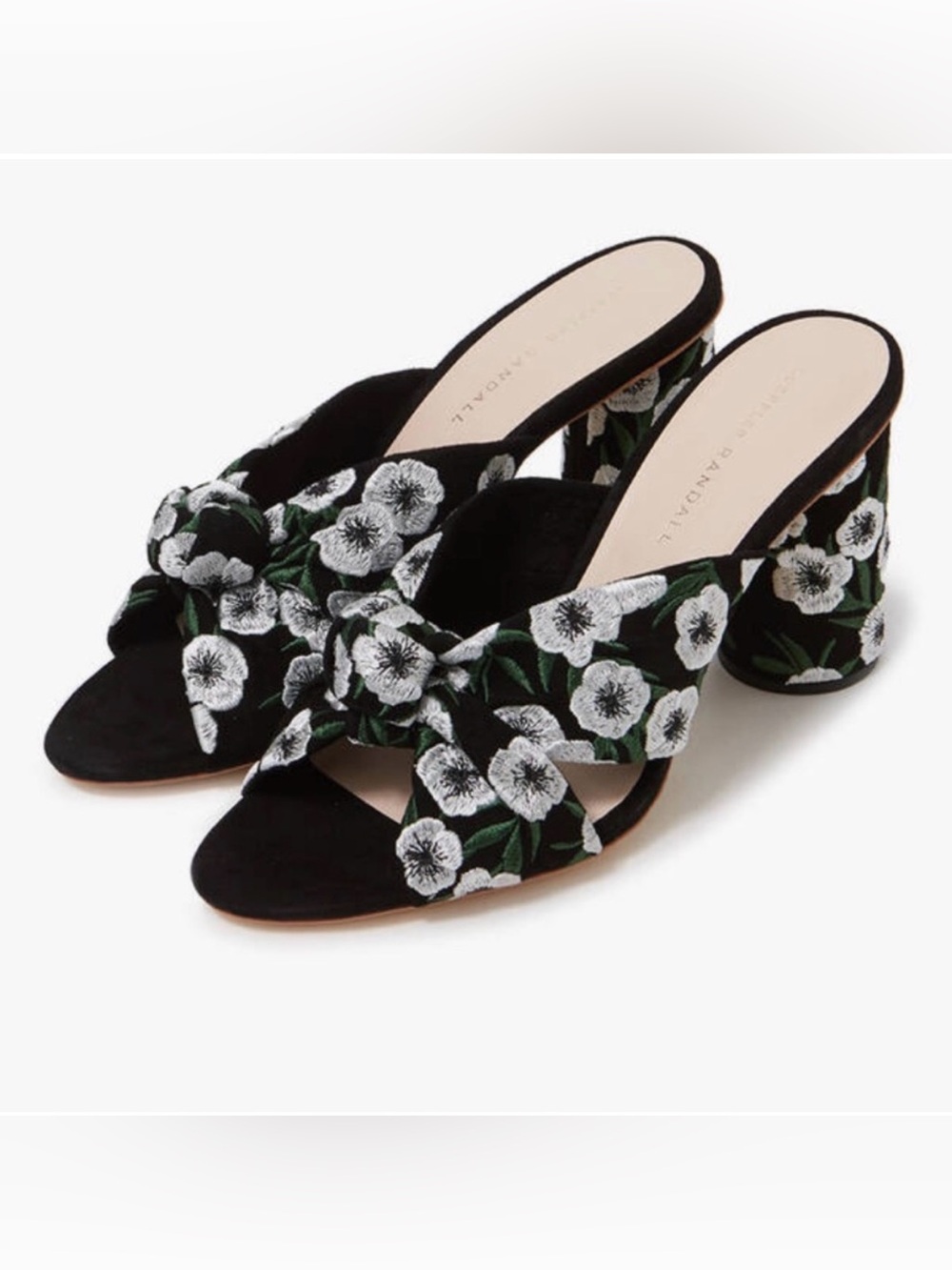 Loeffler Randall Coco Embroidered Floral Knot Mules 8